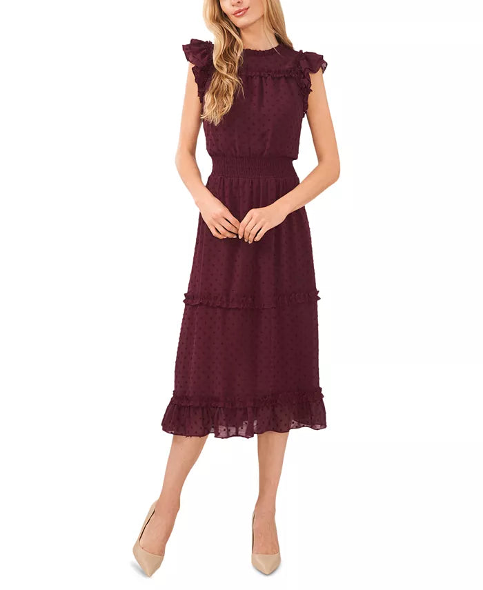 Macy's- Women's Ruffled Flutter Sleeve Swiss Dot Midi Dress Amreki Macy's- Women's Ruffled Flutter Sleeve Swiss Dot Midi Dress Amreki