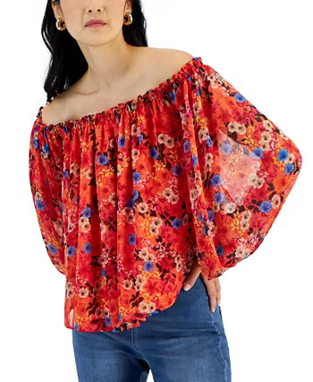 Macy's- Women's Printed Off-The-Shoulder Blouse, Created for Macy's