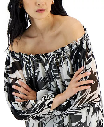 Macy's- Women's Printed Off-The-Shoulder Blouse, Created for Macy's