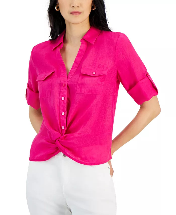 macy's white linen dress Macy's- Women's Linen Twist-Hem Blouse, Created for Macy's – Amreki