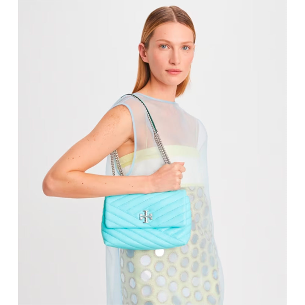 Tory Burch- Small Kira Chevron Convertible Shoulder Bag (Light Celeste)