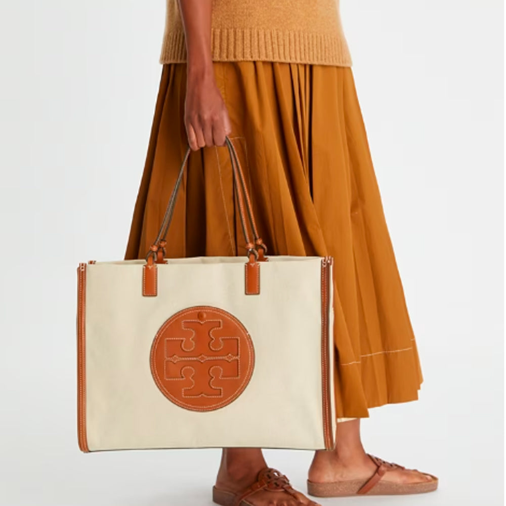 Tory Burch, Bags, Tory Burch Ella Canvas Leather Tote