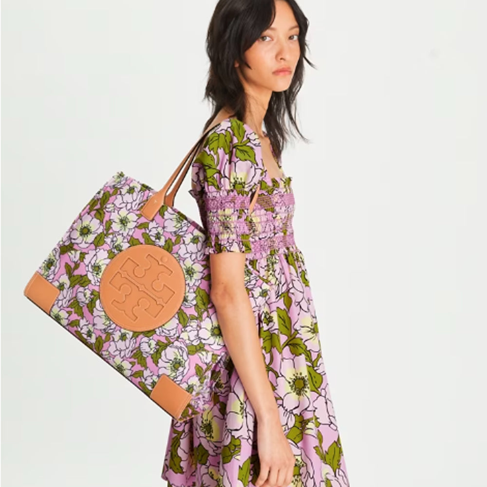 Tory Burch- Ella Printed Tote (Aster Pink Flower) – Amreki