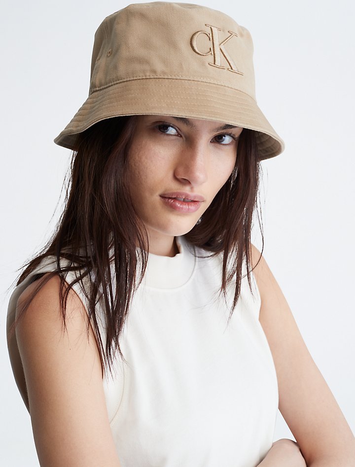 Calvin Klein- Embroidered Monogram Logo Twill Bucket Hat - Cornstalk
