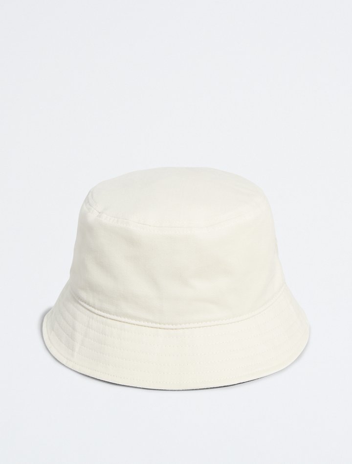 Calvin Klein- Embroidered Monogram Logo Twill Bucket Hat - Bone White