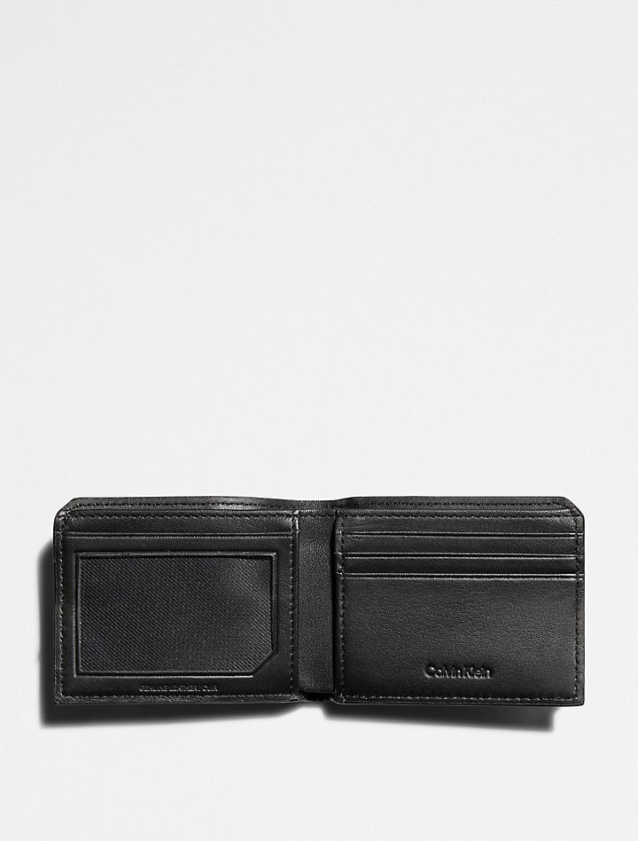 Calvin Klein- Pebble Leather Slim Bifold Wallet - Black Beauty
