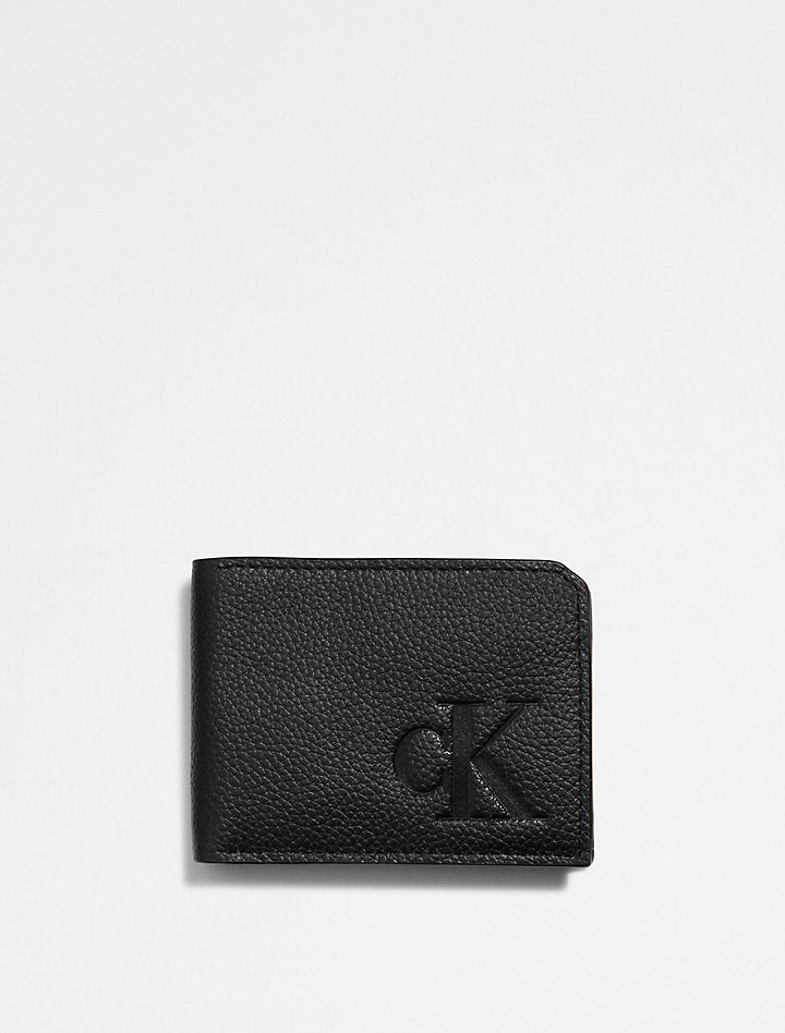 Calvin Klein- Pebble Leather Slim Bifold Wallet - Black Beauty
