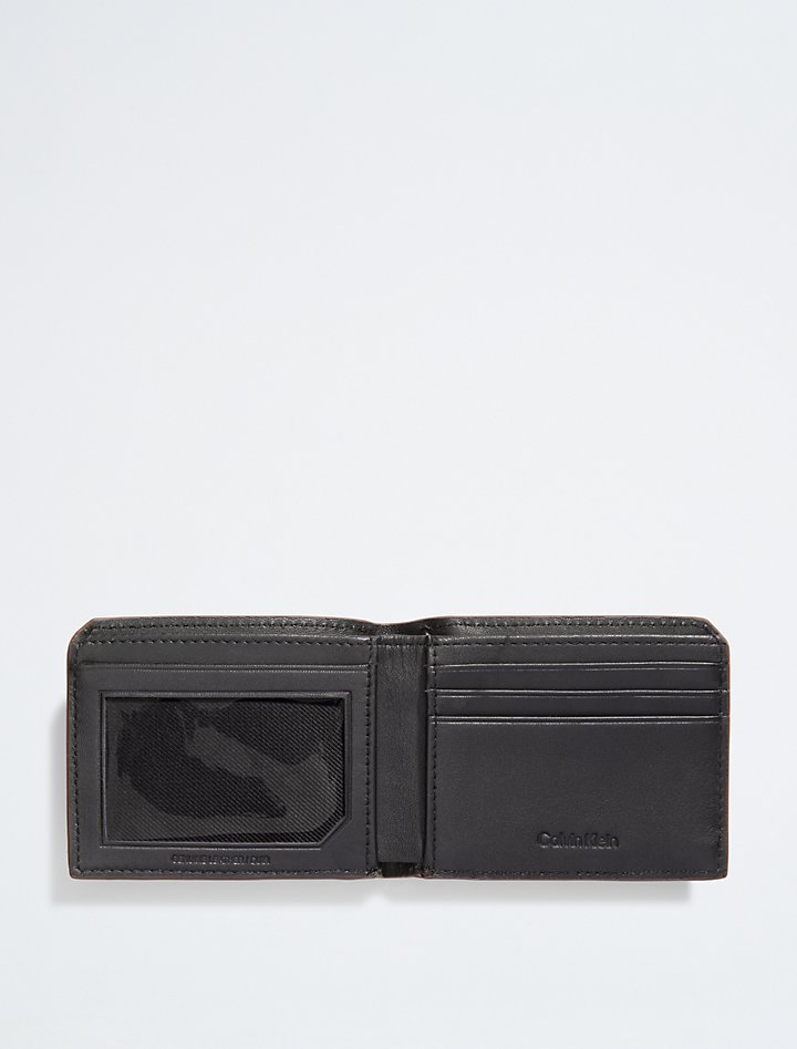 Calvin Klein- Pebble Leather Slim Bifold Wallet - Brown Powder