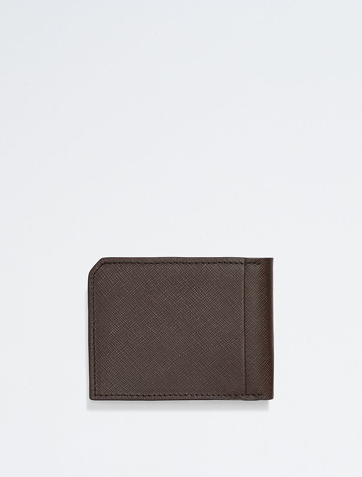 Calvin Klein- Saffiano Leather Slim Bifold Wallet - Brown Powder