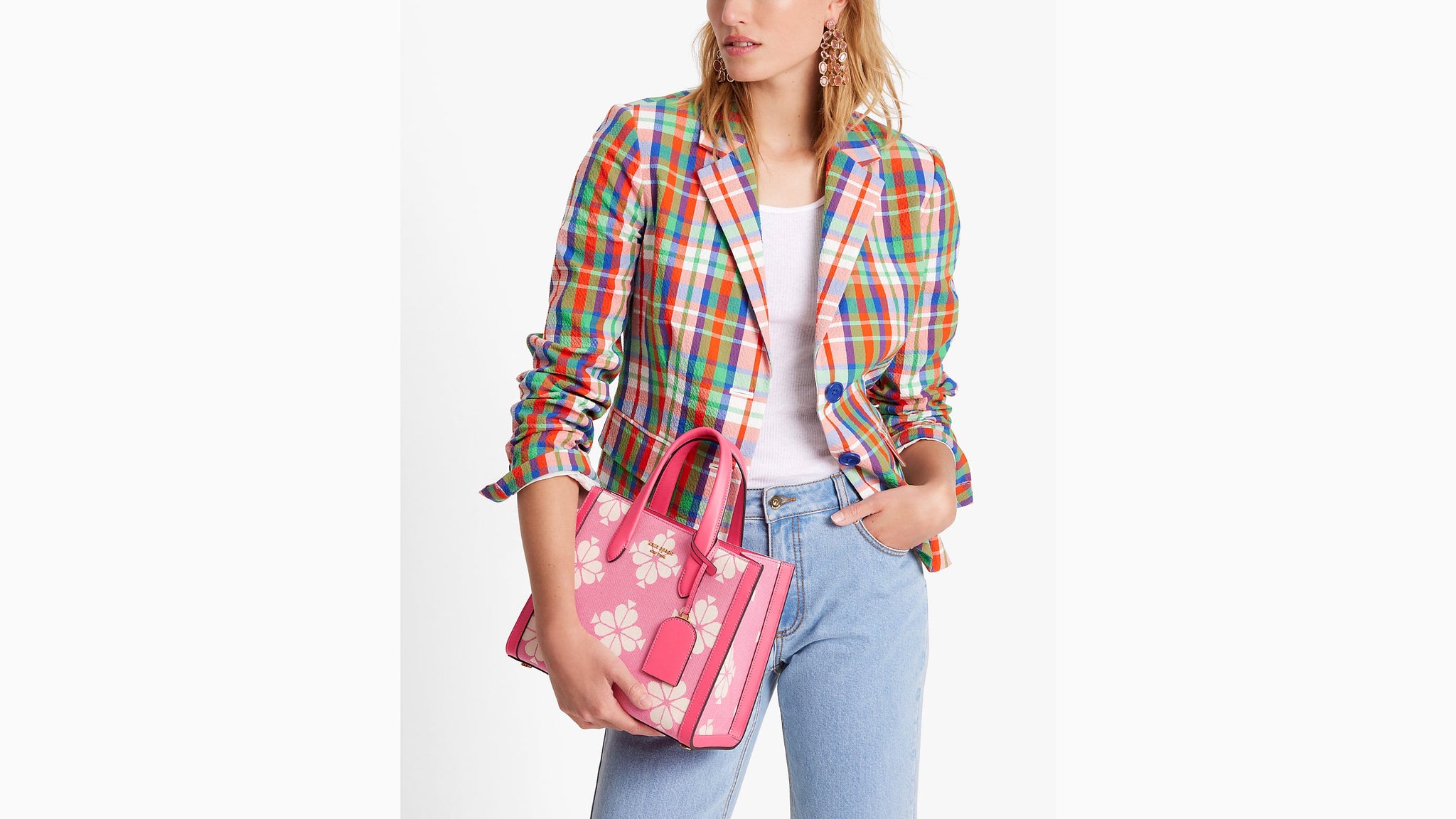 Kate Spade- Spade Flower Two-tone Canvas Manhattan Small Tote