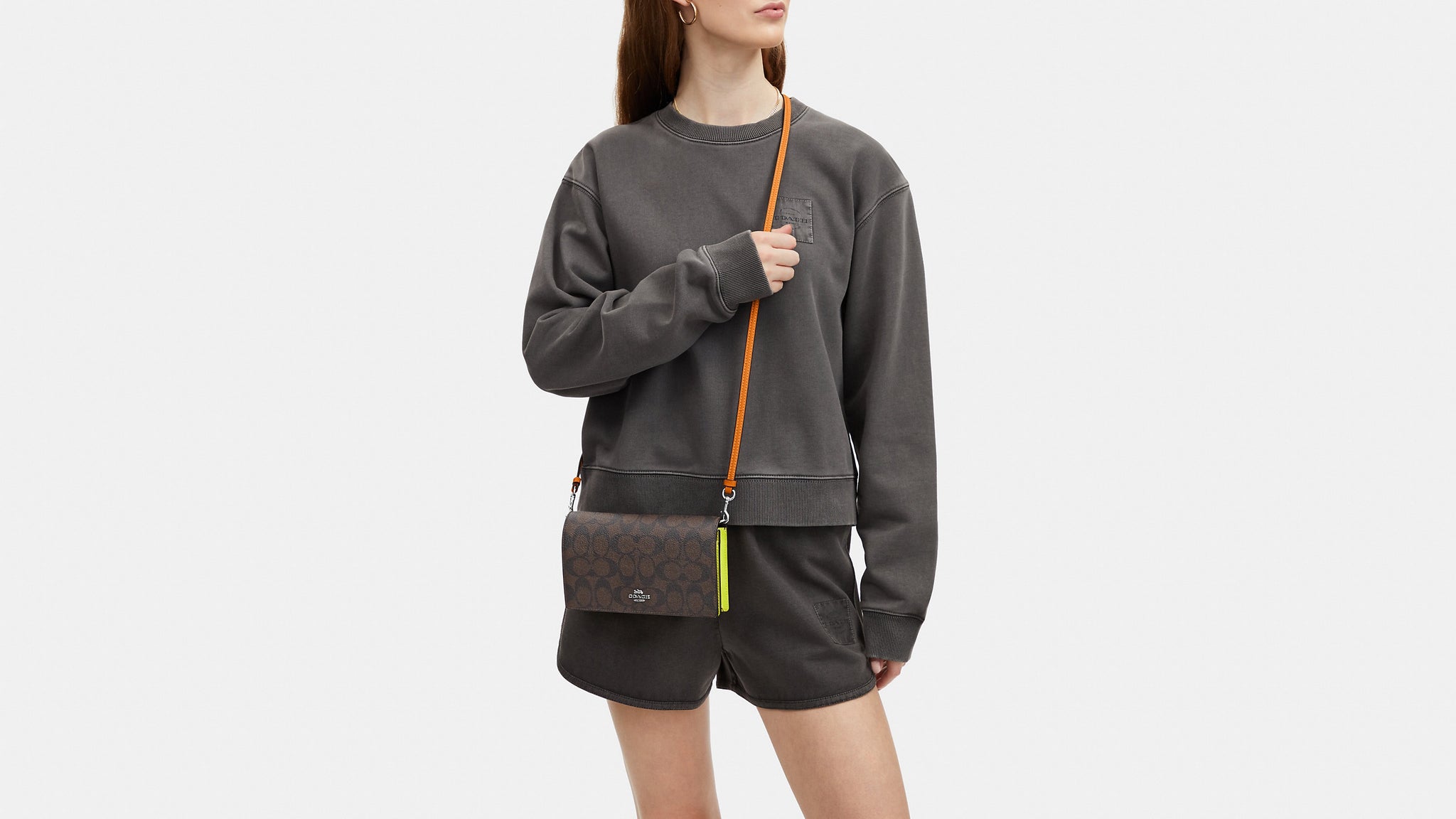 Coach- Anna Foldover Clutch Crossbody In Colorblock Signature Canvas - Silver/Brown/Iris Multi