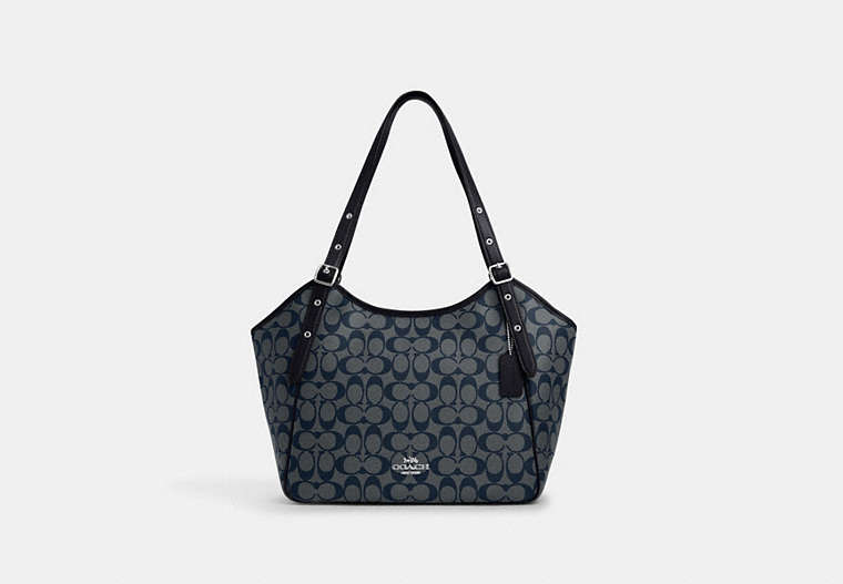 Coach- Meadow Shoulder Bag In Signature Canvas -  Silver/Denim/Midnight Navy