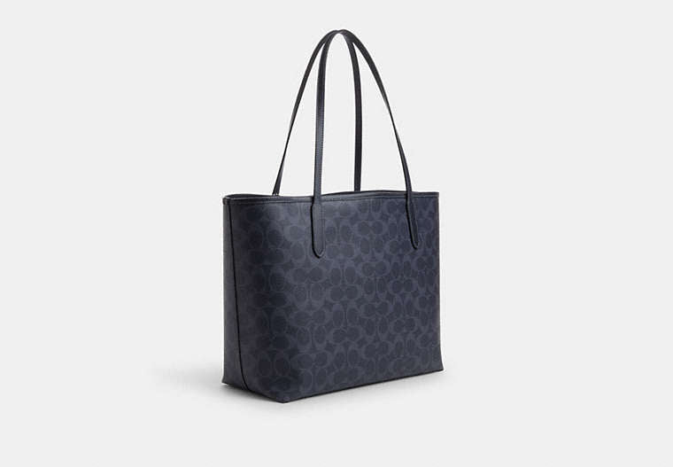 Coach- City Tote In Signature Canvas -  Silver/Denim/Midnight Navy