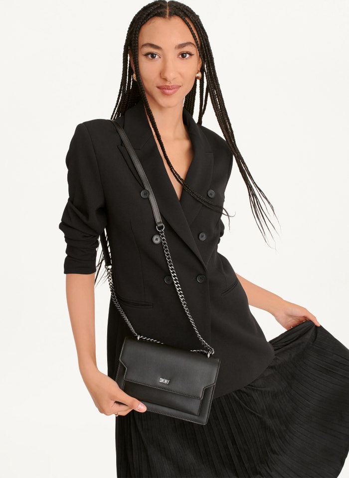 Dkny Signature Canvas and Leather Chain Shoulder Bag