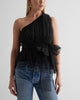 Express- Tulle One Shoulder Peplum Top - Pitch Black 58