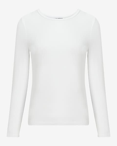 Express- Supersoft Crew Neck Long Sleeve Tee - White 1