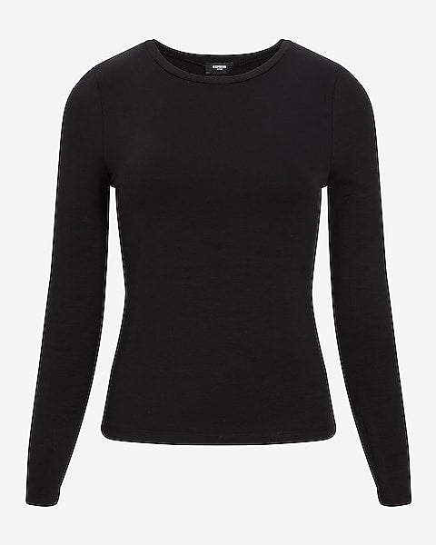 Express- Supersoft Crew Neck Long Sleeve Tee - Pitch Black 58