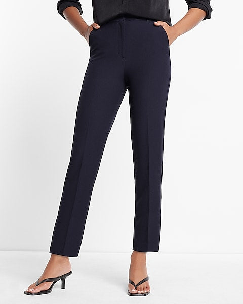 Express- Editor Super High Waisted Straight Ankle Pant - Navy Blue 813