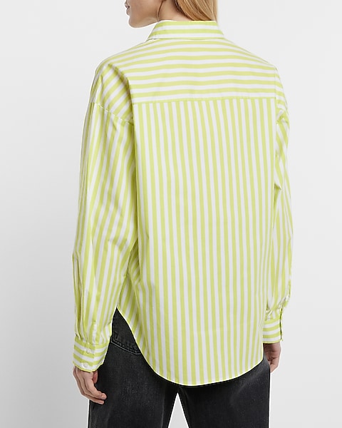 Express- Cotton-Blend Striped Boyfriend Portofino Shirt