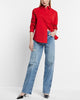 Express- Cotton-Blend Boyfriend Portofino Shirt - Lipstick Red 2073
