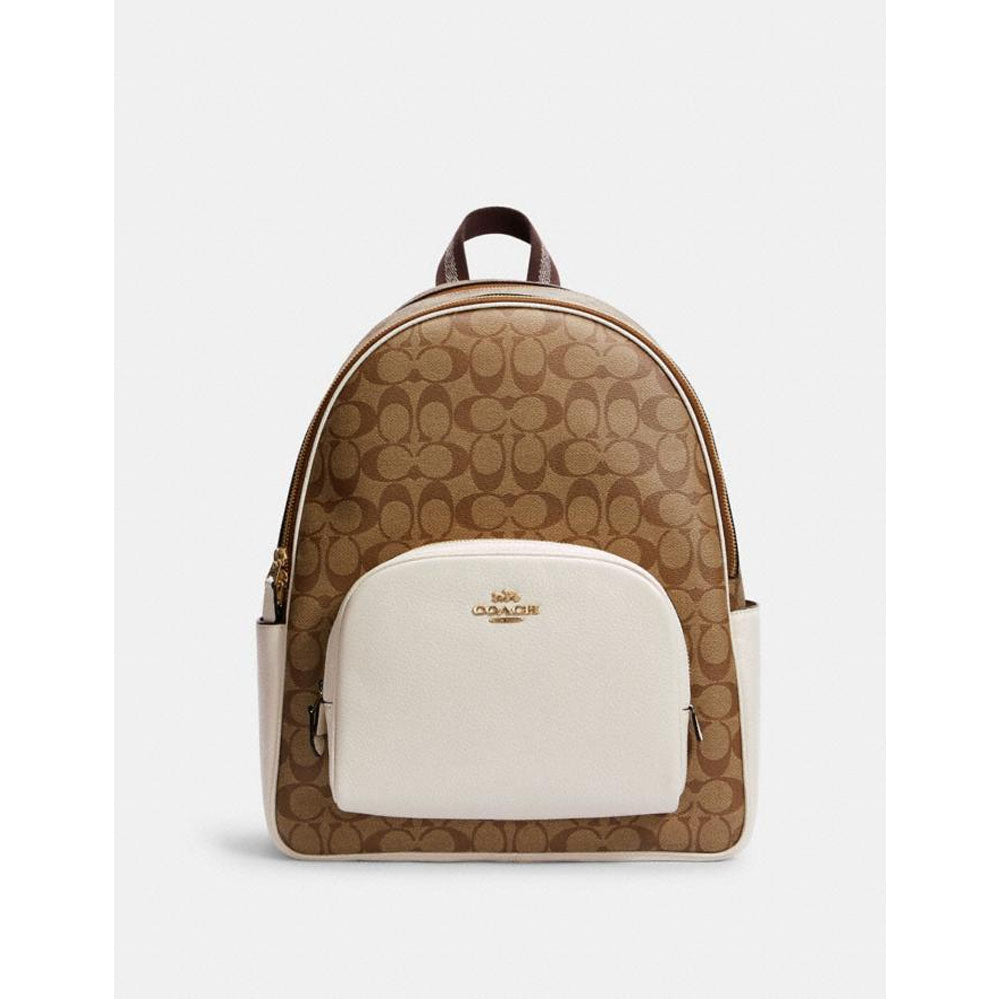 coach andi backpack in signature canvas Coach- Im/Khaki/Chalk Large Court Backpack In Signature Canvas – Amreki