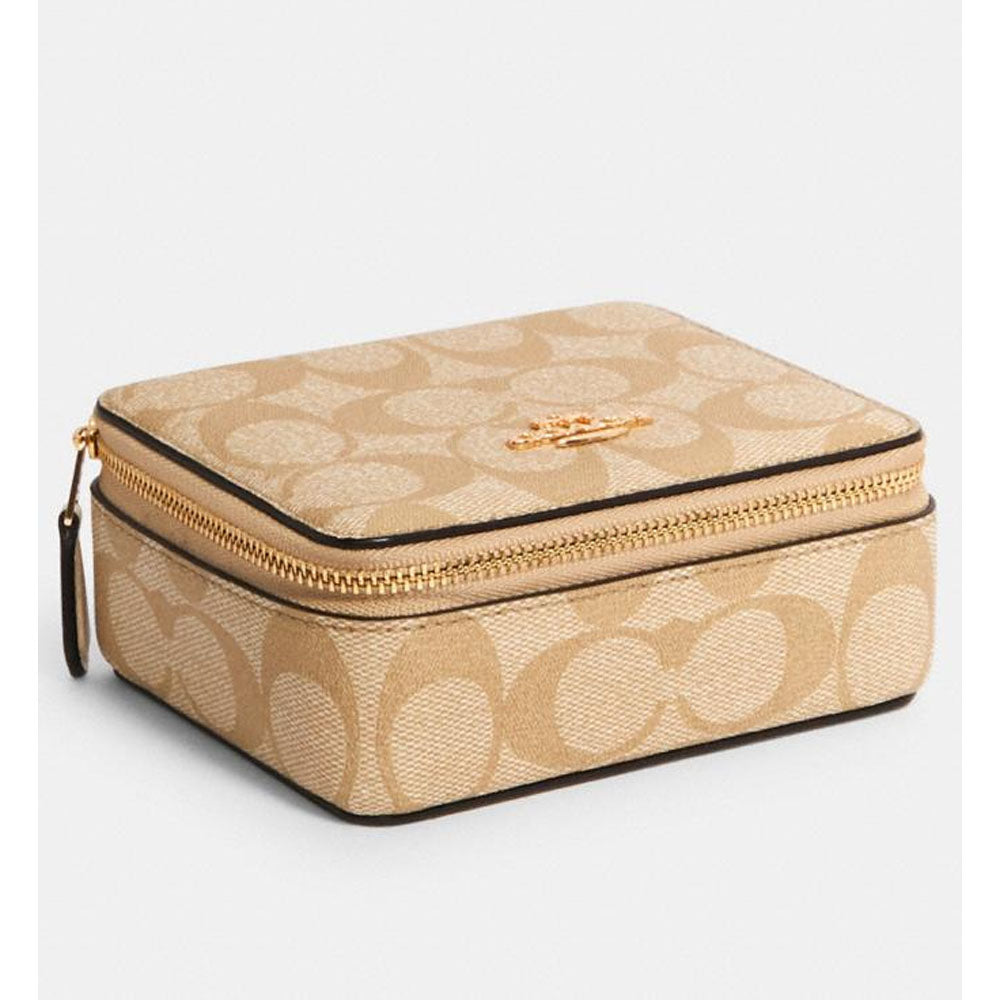 Coach- Im/Light Khaki Chalk Large Jewelry Box In Signature Canvas