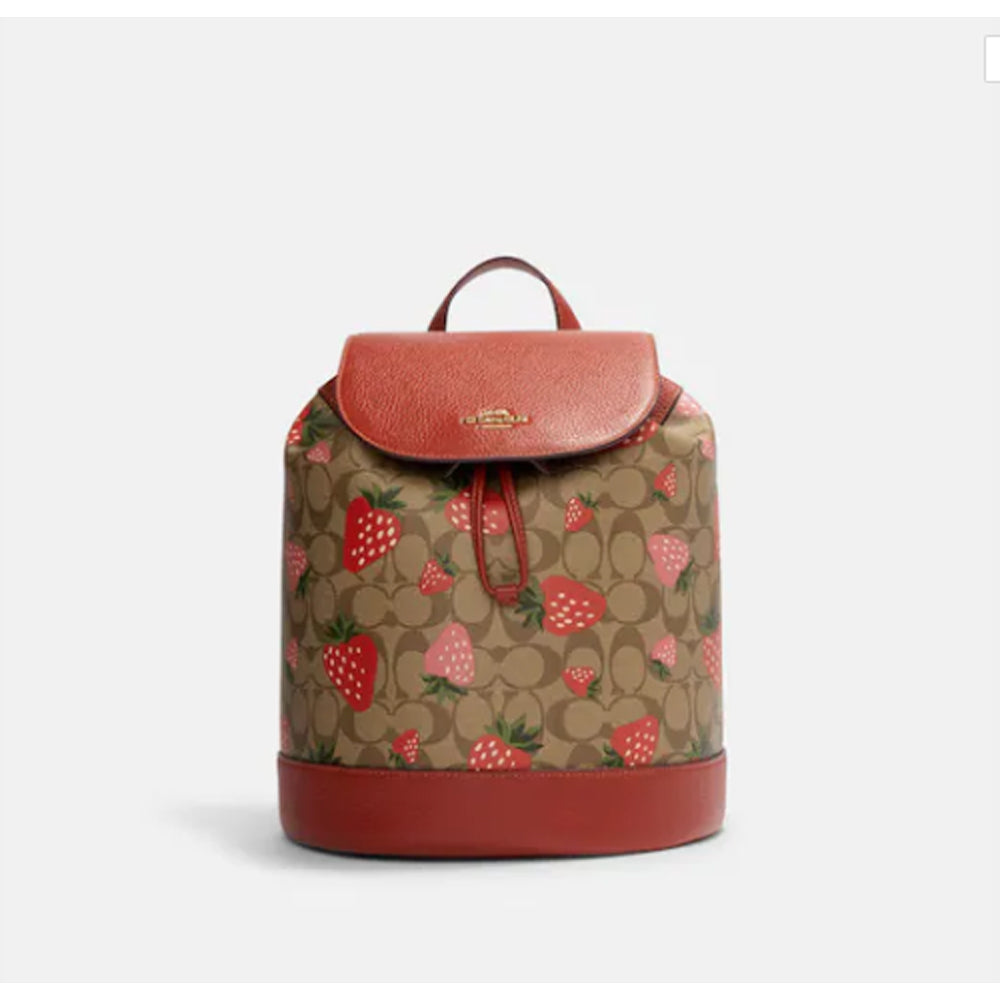 Coach- Dempsey Drawstring Backpack In Signature Canvas With Wild Straw – Amreki