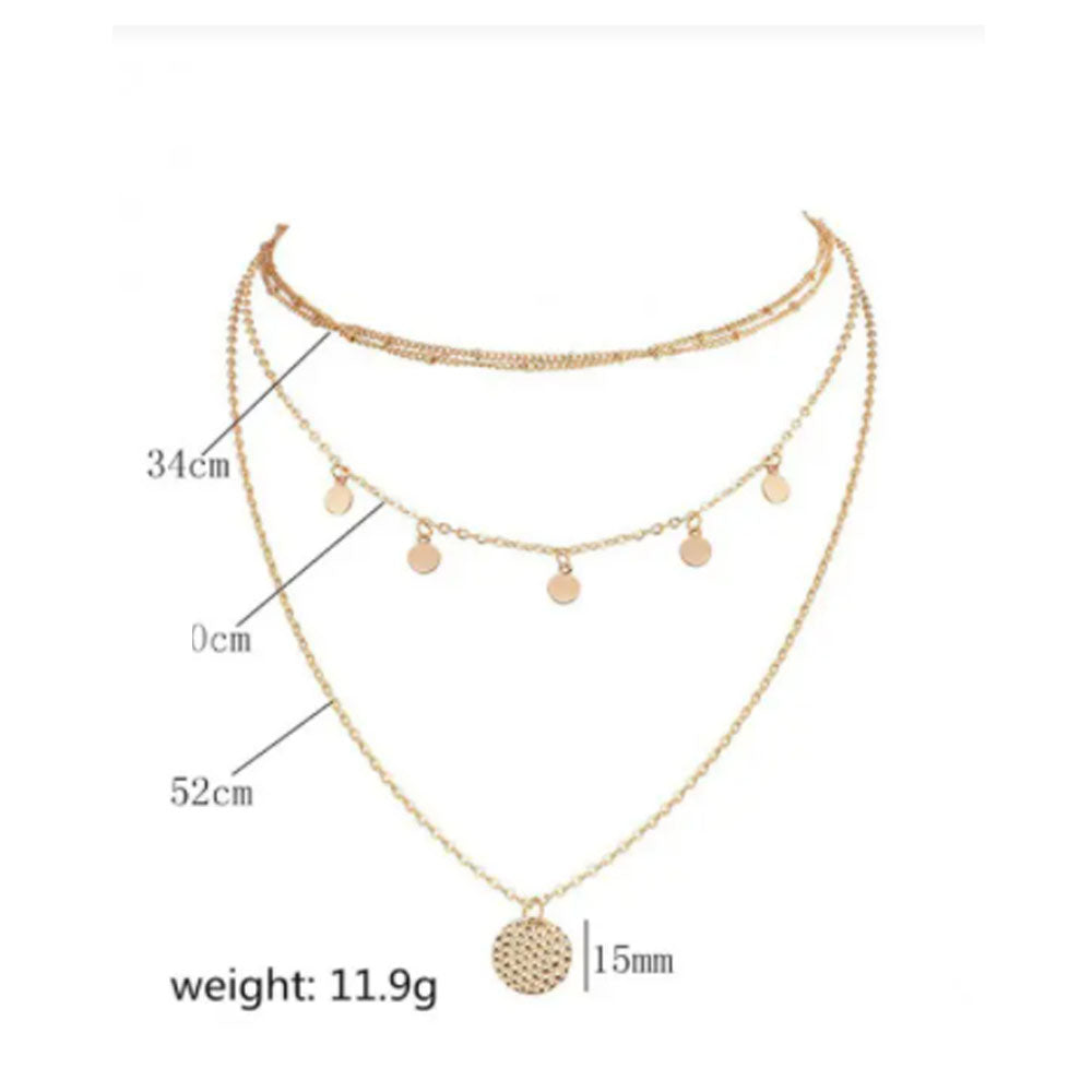 Zaful- Layered Disc Chain Necklace - Gold