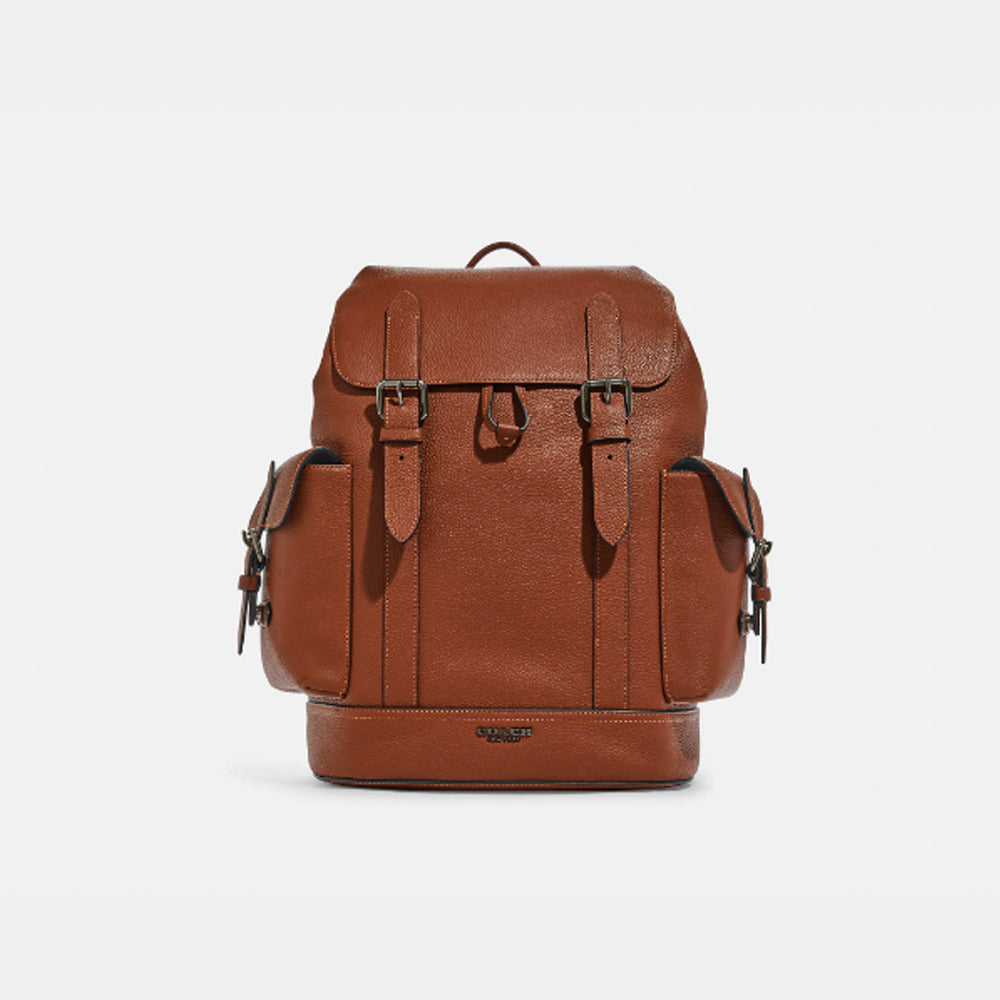 brown coach backpack black straps Coach- Hudson Backpack (Gunmetal/Saddle) – Amreki