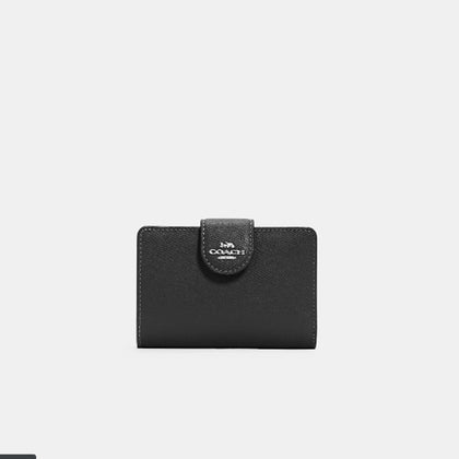 Coach- Medium Corner Zip Wallet (Silver/Black)