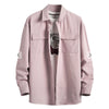 Zaful- Plain Flap Pocket Basic Shirt - Pink