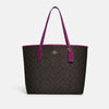 Coach- City Tote In Signature Canvas (Im/Brown/Dark Magenta)