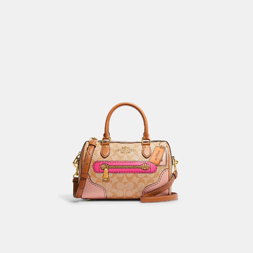 Coach- Rowan Satchel In Signature Canvas With Trompe L'oeil Print (Gol –  Amreki