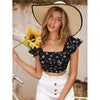 Romwe- Ruffle Trim Tied Backless Floral Crop Top