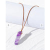 Zaful- Natural Stone Leather Rope Necklace - Purple