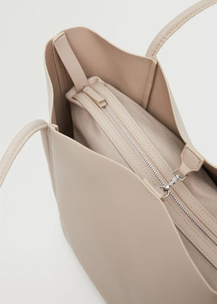 MANGO- Shopper Bag With Double Handle (Ice Grey)