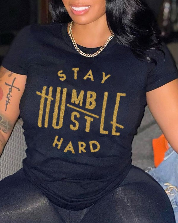 Chicme- Letter Print Short Sleeve T-shirt