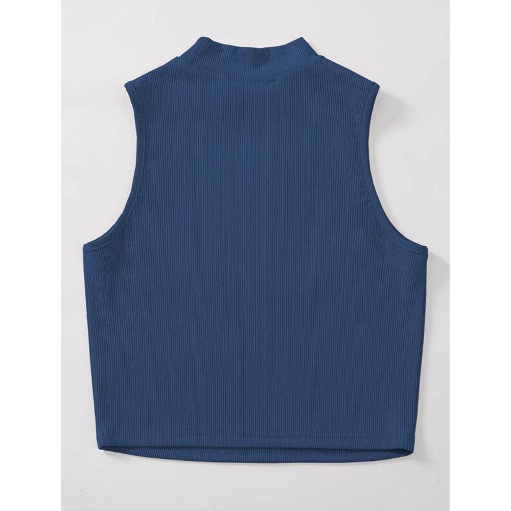 Romwe- Mock Neck Solid Tank Top