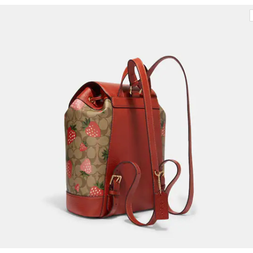coach cinch backpack Coach- Dempsey Drawstring Backpack In Signature Canvas With Wild Straw – Amreki