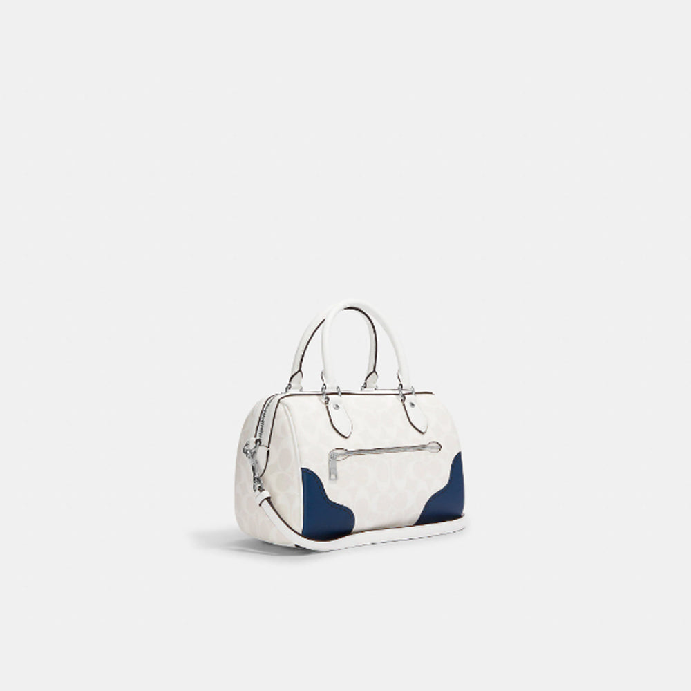 Coach- Rowan Satchel In Signature Canvas With Trompe L'oeil Print (Silver/Glacierwhite Multi)