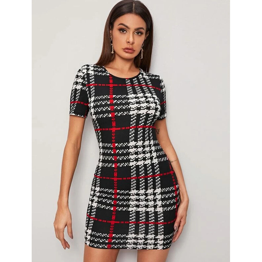 Romwe- Plaid Bodycon Dress Amreki Romwe- Plaid Bodycon Dress Amreki