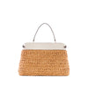 Guess- Liguria Crochet Straw Satchel (White)