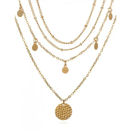 Zaful- Layered Disc Chain Necklace - Gold