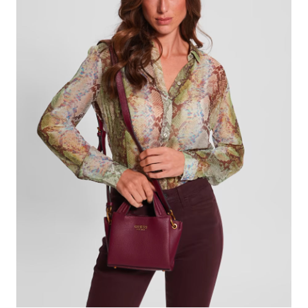 Guess- Zed Pebbled Mini Girlfriend Crossbody Crossbody (Black Authentic Crease Wash)