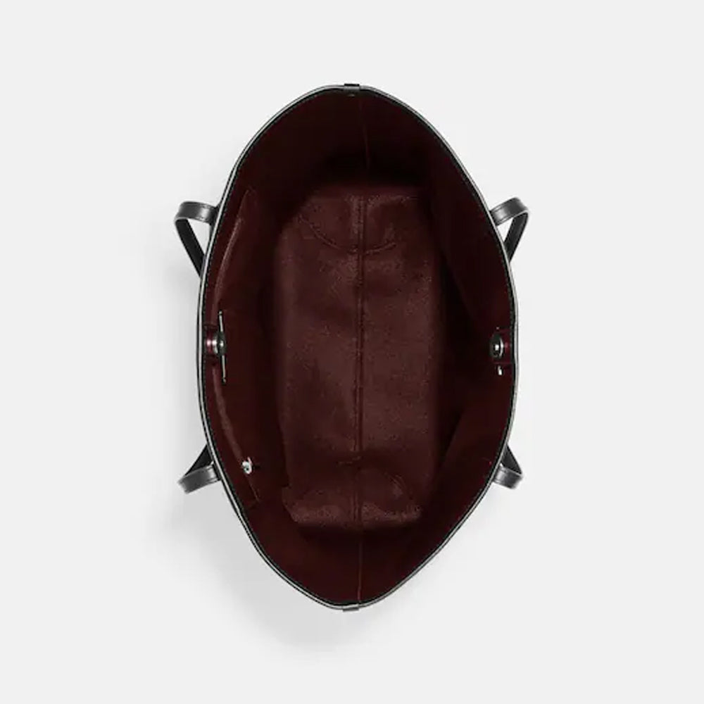 Coach- City Tote In Signature Canvas (Silver/Graphite/Black)