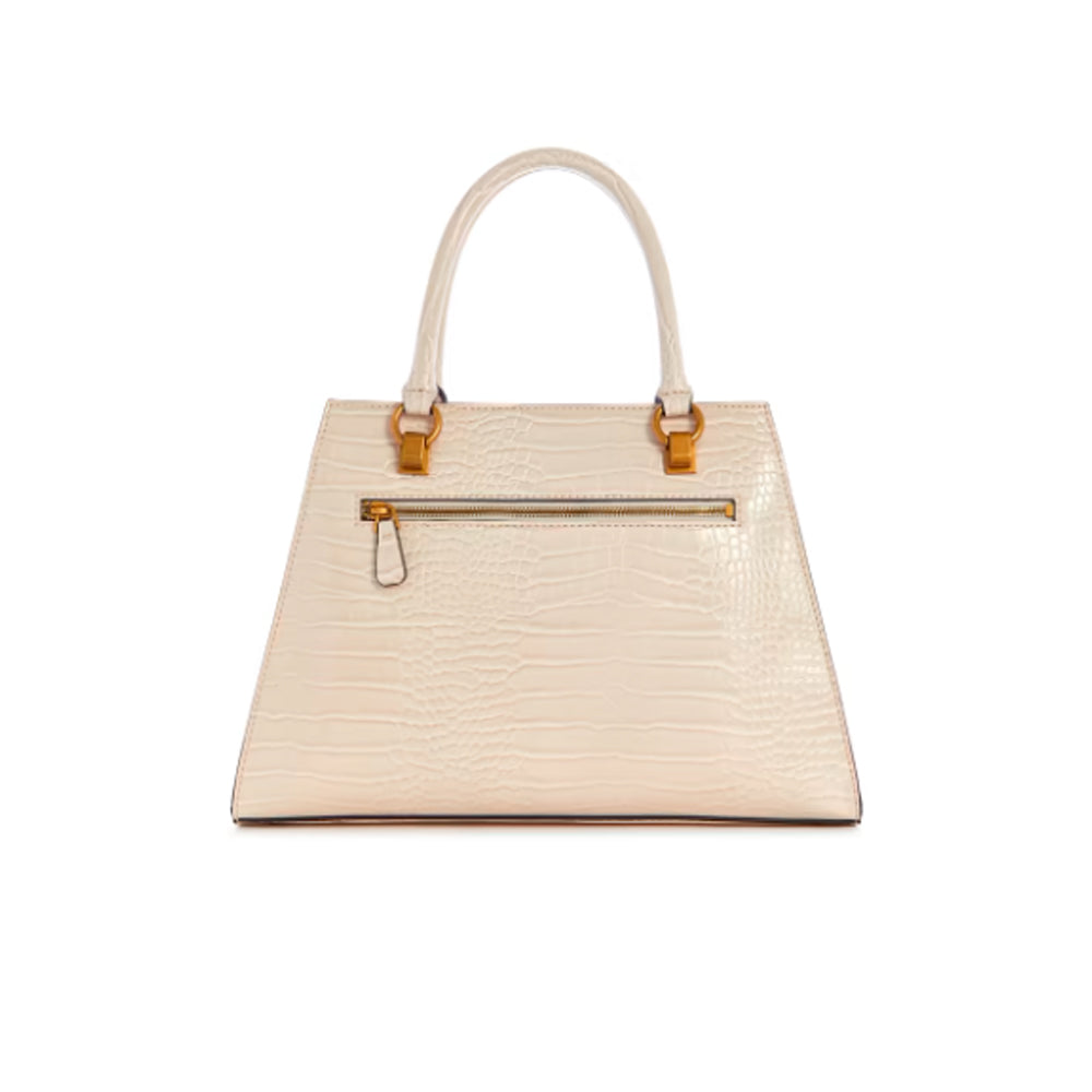 Guess- Stephi Croc Girlfriend Satchel (White)