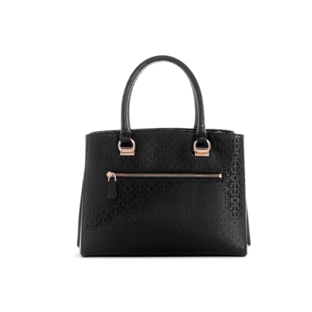 Guess- Alexie Logo Girlfriend Satchel (Black Floral Print)