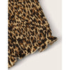 Romwe- Leopard Print Bardot Shirred Frill Trim Top