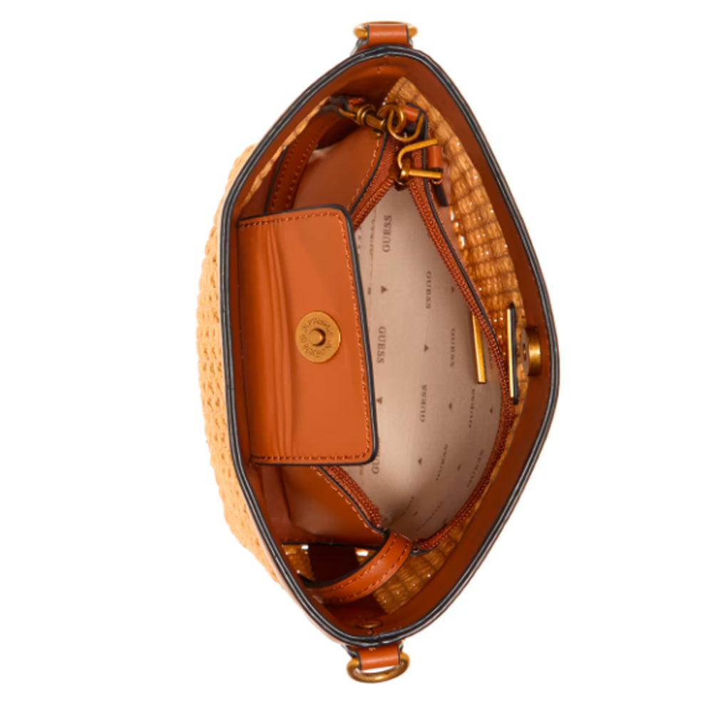 Guess- Vikky Straw Bucket Bag (Cognac) – Amreki