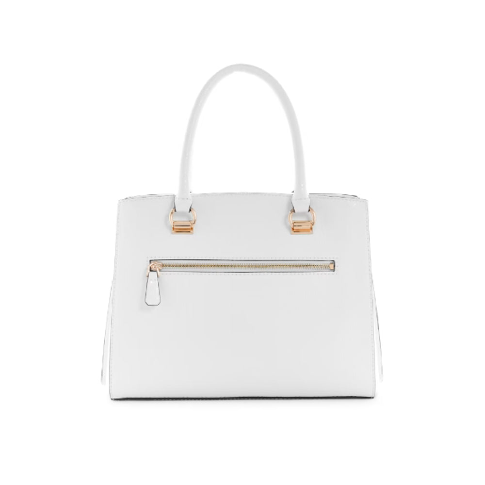 Guess- Alexie Logo Girlfriend Satchel (White Multi)